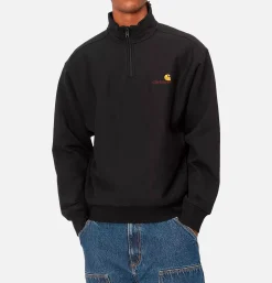 CARHARTT WIP American Scrip Half Zip Black< Sweats & Polaires