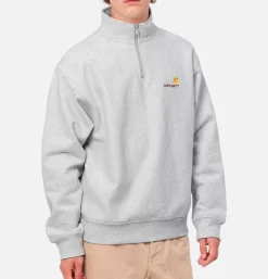 CARHARTT WIP American Script Half Zip Ash Heather< Sweats & Polaires