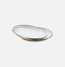 BAREBONES Assiettes Email X 2 Eggshell< Outdoor