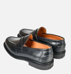 SANDERS Black Leather Pull Up Penny<Homme Mocassins