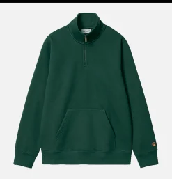 CARHARTT WIP Chase Neck Zip Sweat Discovery Green< Sweats & Polaires