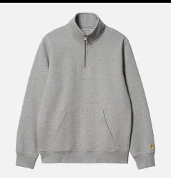 CARHARTT WIP Chase Neck Zip Sweat Grey Heather< Sweats & Polaires