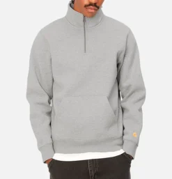 CARHARTT WIP Chase Neck Zip Sweat Grey Heather< Sweats & Polaires