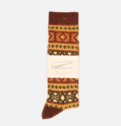 ANONYMOUS ISM Chaussette Wool Jacquard Brown<Homme Chaussettes