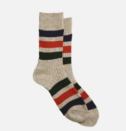ROTOTO Chaussettes Park Stripe Beige<Homme Chaussettes