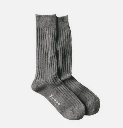 YAHAE Chaussettes Yak Ribbed Grey<Homme Chaussettes