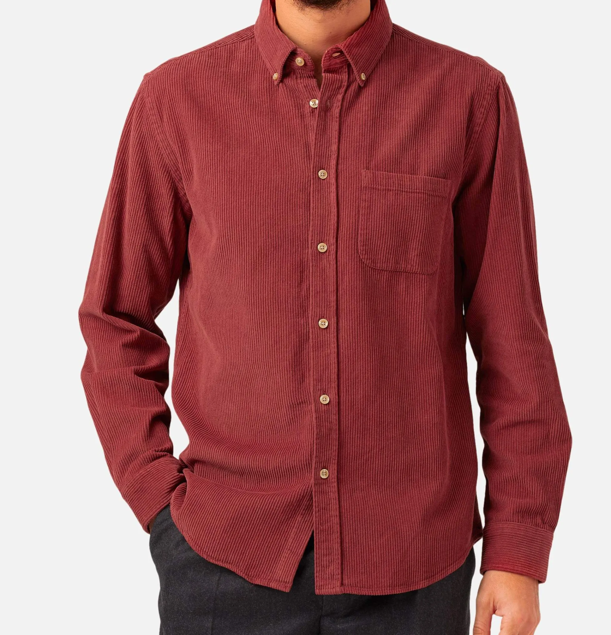 PORTUGUESE FLANNEL Chemise Lobo Cord Bordeaux< Chemises