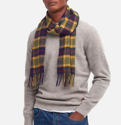 BARBOUR Echarpe Tartan Lambswool Navy Green Ocre< Gants • Bonnets • Echarpes