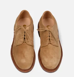 ALDEN SHOE CO 29332F - Plain Toe Blucher Suede Tan<Homme Chaussures