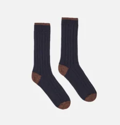 UNIVERSAL WORKS Hike Sock Navy Wool<Homme Chaussettes