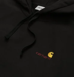 CARHARTT WIP Hooded American Script Black< Sweats & Polaires