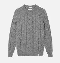 PEREGRINE Hudson Aran Jumper Steel< Pulls & Cardigans