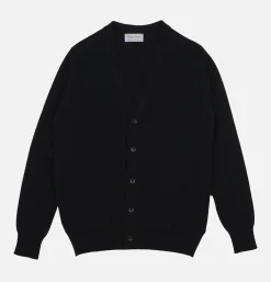 WILLIAM LOCKIE Lambswool Cardigan Black< Pulls & Cardigans