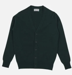 WILLIAM LOCKIE Lambswool Cardigan Green Astra< Pulls & Cardigans