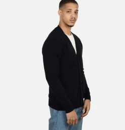 WILLIAM LOCKIE Lambswool Cardigan Navy< Pulls & Cardigans