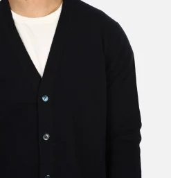 WILLIAM LOCKIE Lambswool Cardigan Navy< Pulls & Cardigans