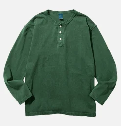 GOOD ON Ls Henley Tee Dark Green< T-shirts