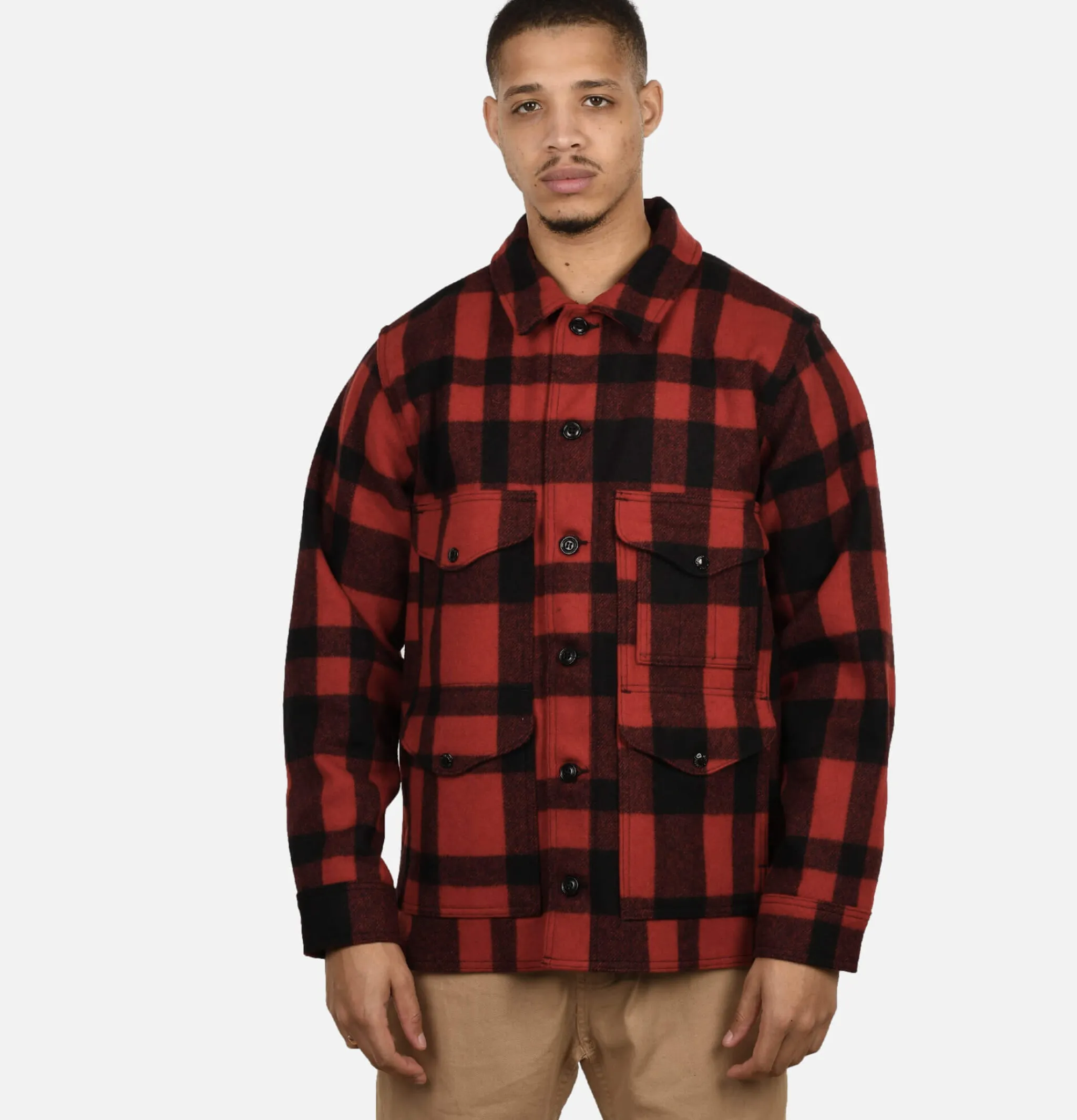 FILSON Mackinaw Cruiser Red Black< Blousons & Manteaux