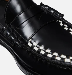 G.H. BASS Mocassin Weejun Weave Black & White<Homme Mocassins