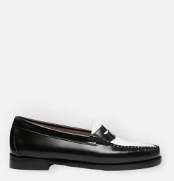 G.H. BASS Mocassin Weejuns Black & White Leather<Homme Mocassins