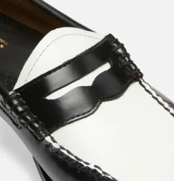 G.H. BASS Mocassin Weejuns Black & White Leather<Homme Mocassins