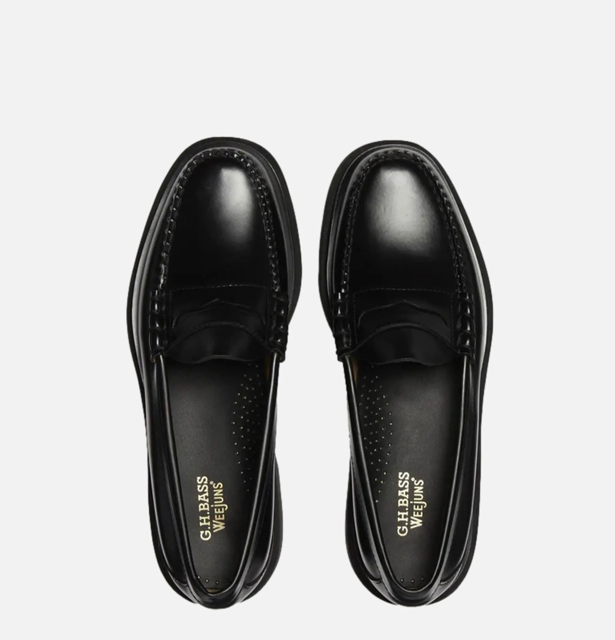 G.H. BASS Moccassin Weejun Step Larson Black<Homme Mocassins