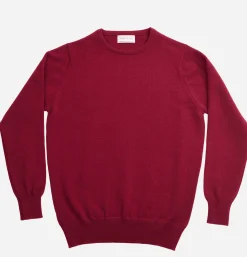 WILLIAM LOCKIE Pull Col Rond Bordeaux< Pulls & Cardigans