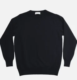 WILLIAM LOCKIE Pull Col Rond Navy< Pulls & Cardigans