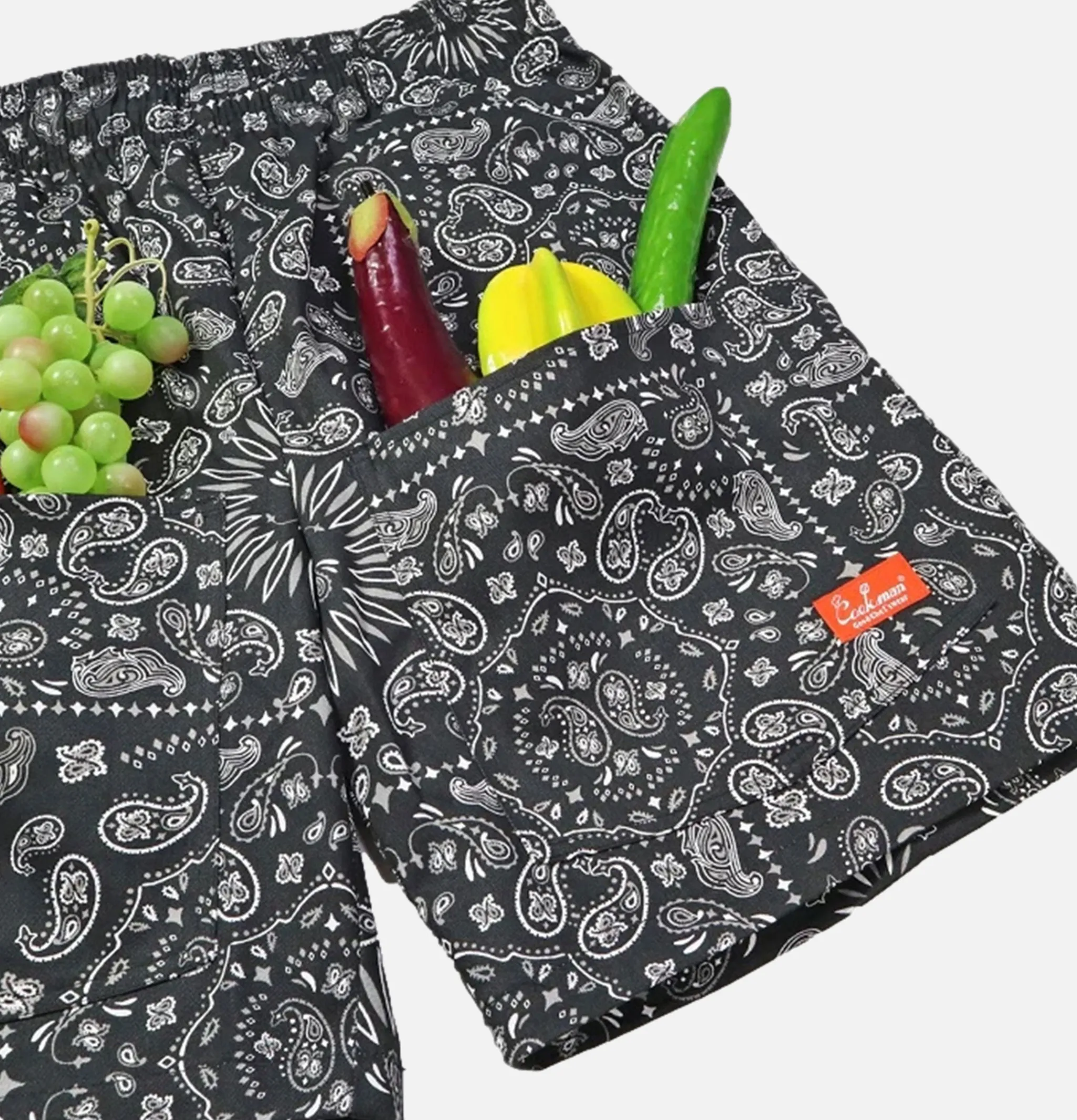 COOKMAN Short Front Pocket Paisley Noir< Shorts