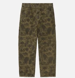 CARHARTT WIP Single Knee Camo Duck Green< Pantalons