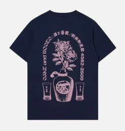 EDWIN T-shirt Sake And Roses Navy< T-shirts
