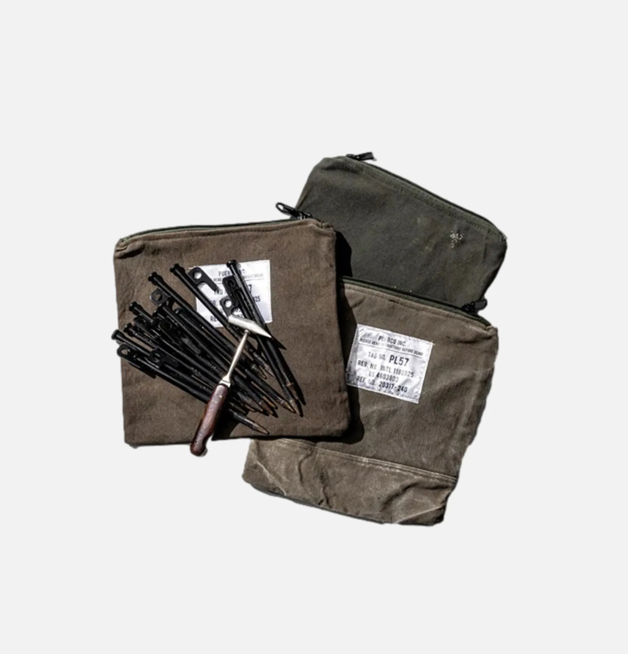 PUEBCO Vintage Material Pouch Olive< Petite Maroquinerie