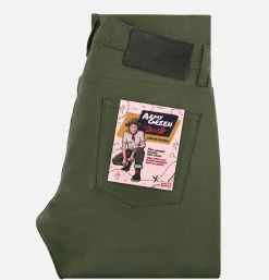NAKED & FAMOUS Weird Guy Army Green Duck Sel< Jeans