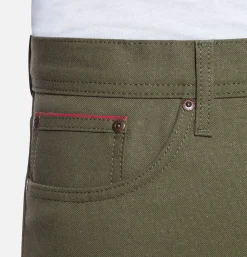NAKED & FAMOUS Weird Guy Army Green Duck Sel< Jeans