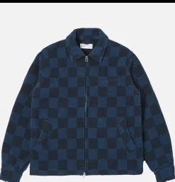 UNIVERSAL WORKS Windcheater Jacket Navy Checkerboard< Blousons & Manteaux