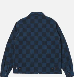 UNIVERSAL WORKS Windcheater Jacket Navy Checkerboard< Blousons & Manteaux
