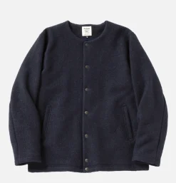 JACKMAN Wool Collarless Jacket Navy< Vestes