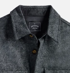 PORTUGUESE FLANNEL Wool Field Over Shirt Grey< Chemises
