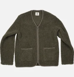 COLDBREAKER Zip Up Vee Cardigan Khaki< Sweats & Polaires